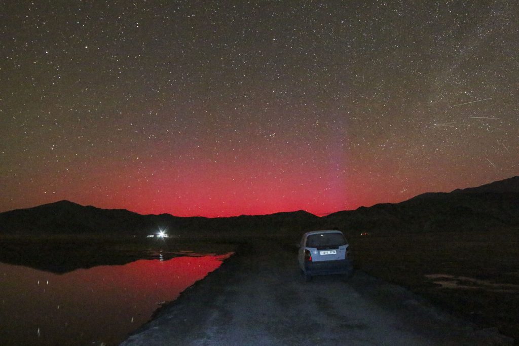 Severe solar storm triggers rare auroral arc in Ladakh sky