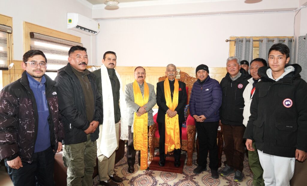 Members of Ice Hockey Federation of India call on LG Mishra