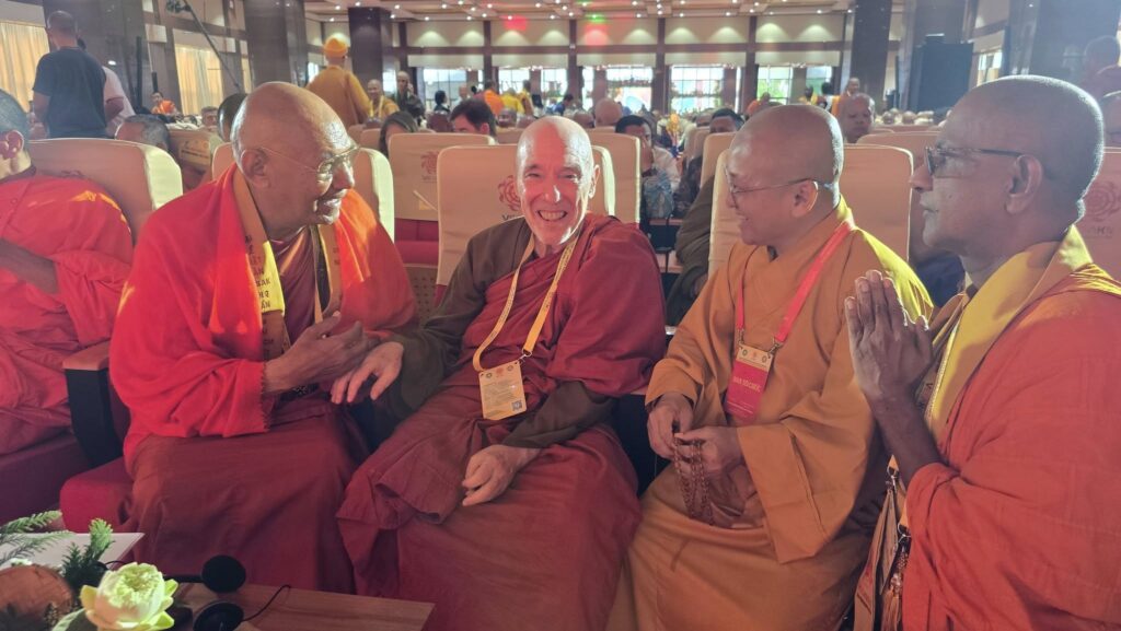 Sanghasena meets Ven Bhikkhu Bodhi during UN Vesak celebrations in Vietnam