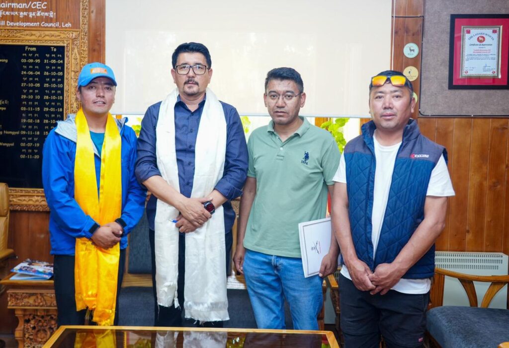Naib Subedar Chosgail meets CEC Gyalson after summit of Mt. Kangchenjunga Naib Subedar Chosgail meets CEC Gyalson after summit of Mt. Kangchenjunga
