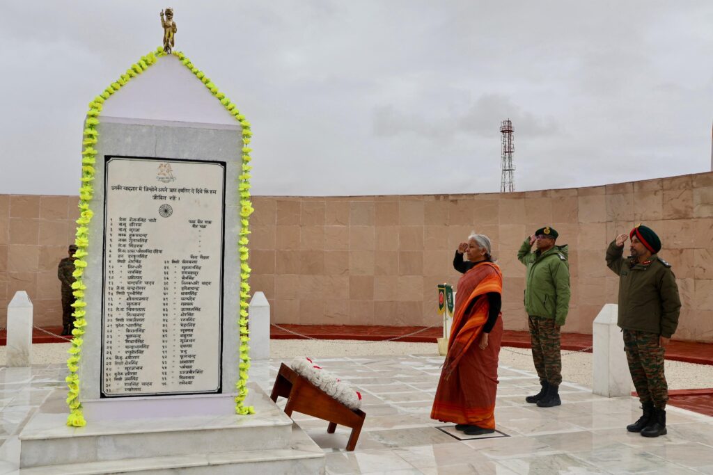 FM Sitharaman pays Tribute to martyrs at Rezang La Memorial, Chushul