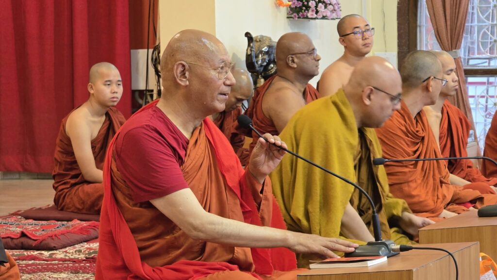 Sanghasena delivers profound Dhamma talk at Mahabodhi Society, Bengaluru