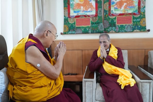Kavinder Gupta seeks blessings of His Holiness the Dalai Lama after taking oath as Ladakh’s Lieutenant Governor