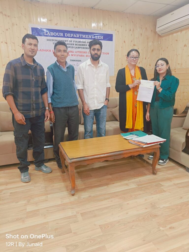 Labour department disburses educational aid to registered workers in Leh