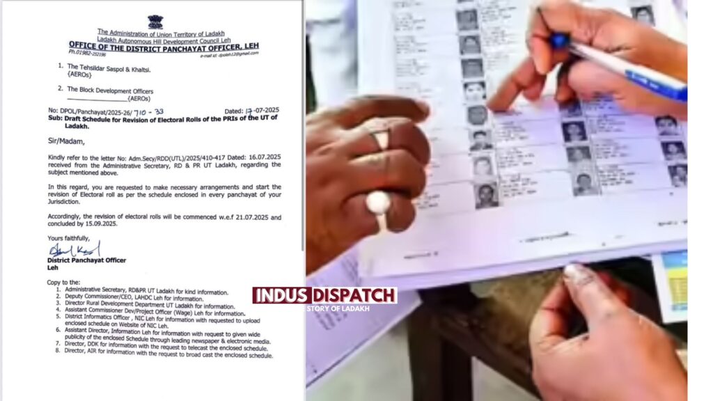 Electoral roll revision for Ladakh Panchayat elections to begin from July 21