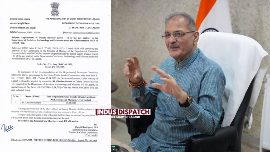 LG Approves Khadim Hussain’s Appointment as Deputy Director, Archives Ladakh