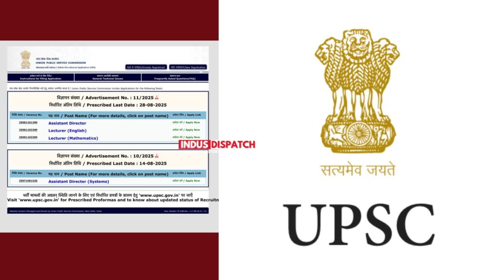 UPSC Opens Recruitment for Ladakh; Applications Open Till Aug 28