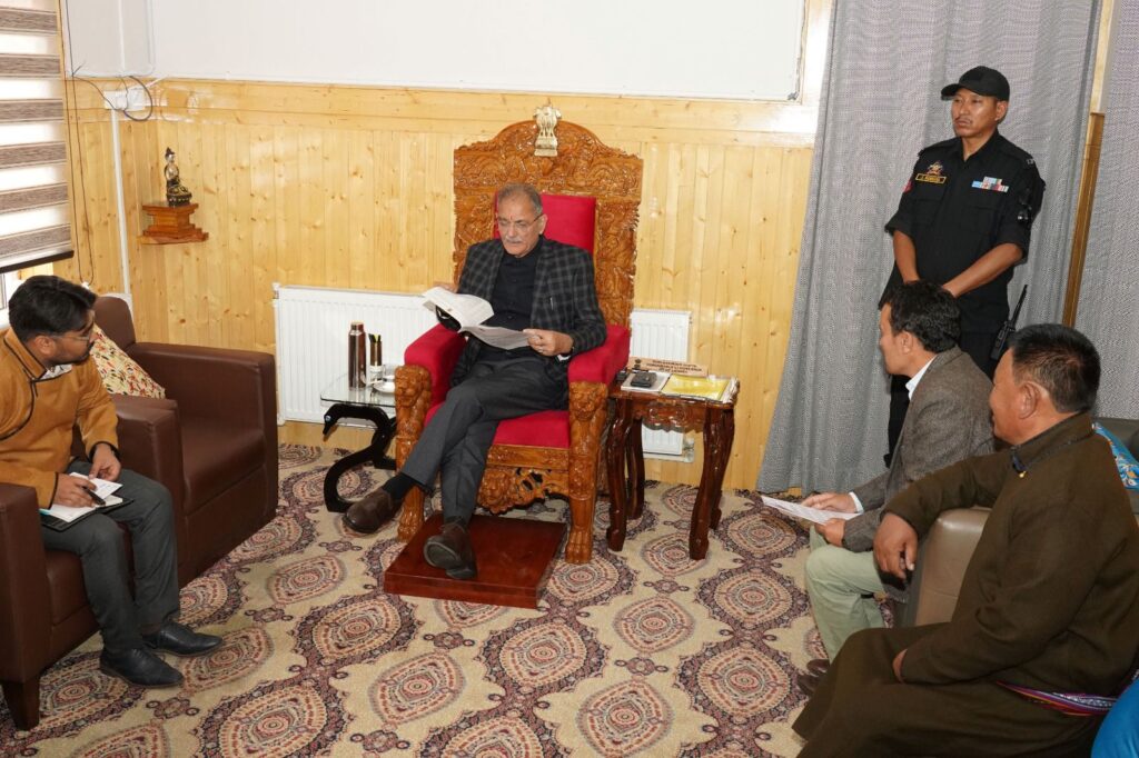 Councillor Chushul Konchok Stanzin meets LG regarding Flash Flood Damages in Maan and Merak Villages