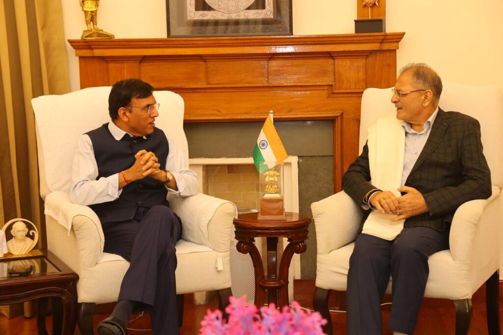 LG Kavinder Gupta meets Union Sports Minister Dr. Mansukh Mandaviya in Delhi