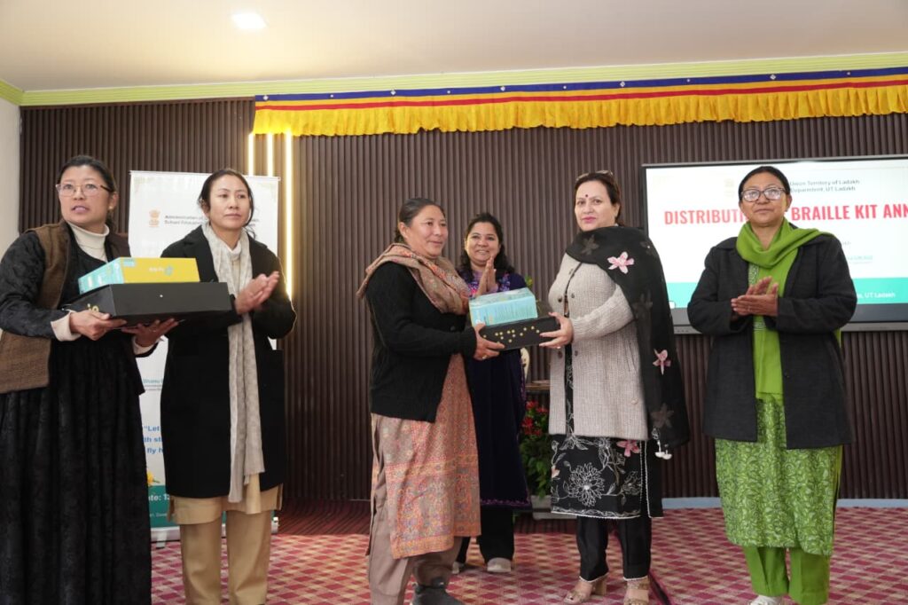 First Lady Bindu Gupta inaugurates distribution of Braille Kit ‘Annie’ at PM Shri Govt High School Chuchot Yokma