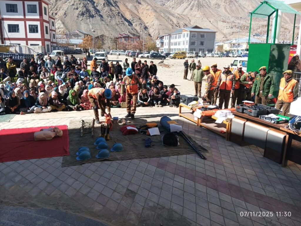 UTDRF Kargil Conducts Earthquake & Air Raid Mock Drill at GDC Kargil