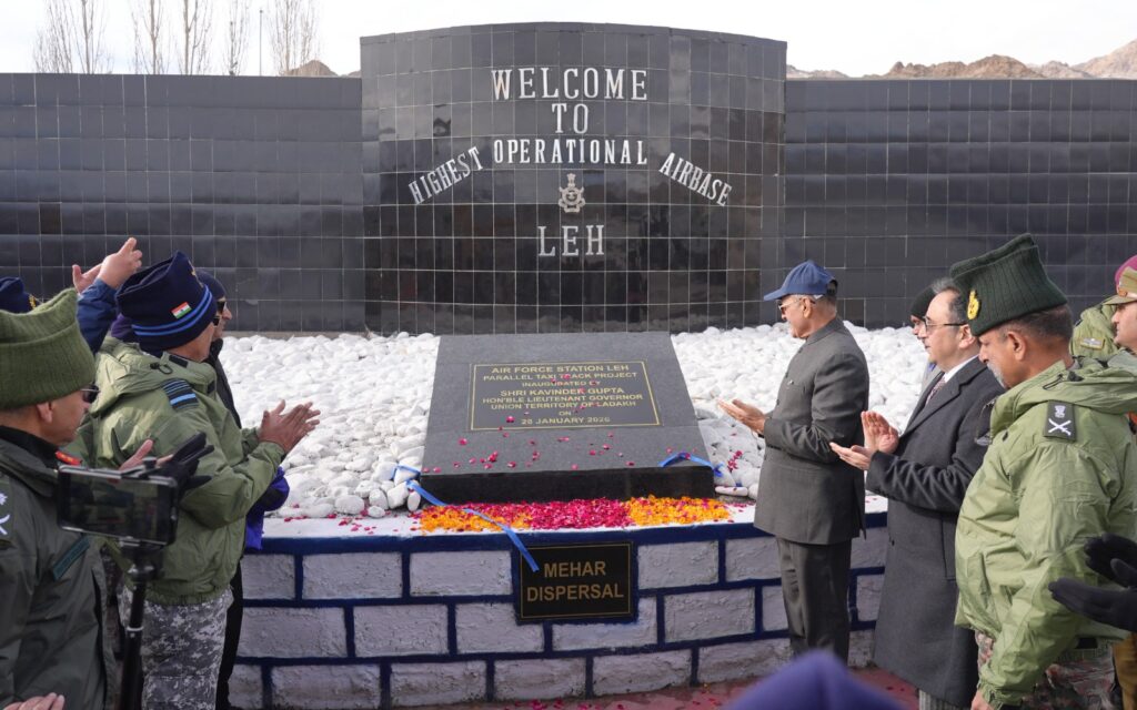 LG Kavinder Inaugurates ₹452-Cr Parallel Taxi Track at Leh Airbase, Boosts IAF Ops & Ladakh Air Connectivity