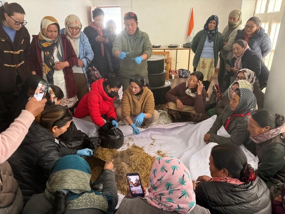 Farmers Trained in Mushroom Cultivation at Diskit Village