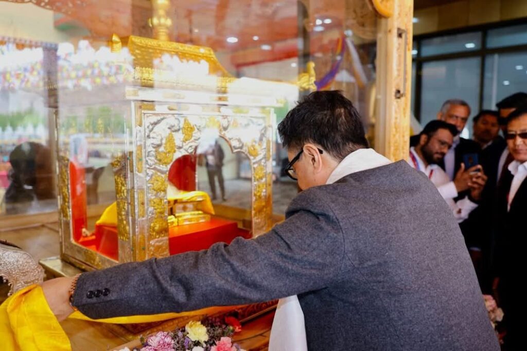 Sacred Visit in Leh: Kiren Rijiju Pays Homage to Holy Buddha Relics at Jivetsal