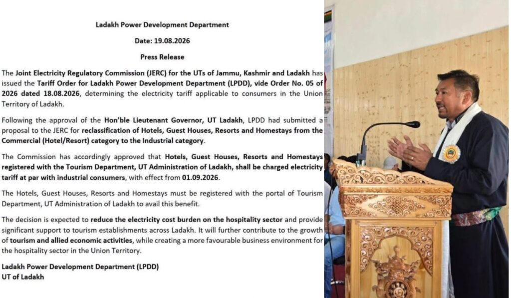BJP Ladakh Welcomes Electricity Tariff Relief for Hospitality Sector