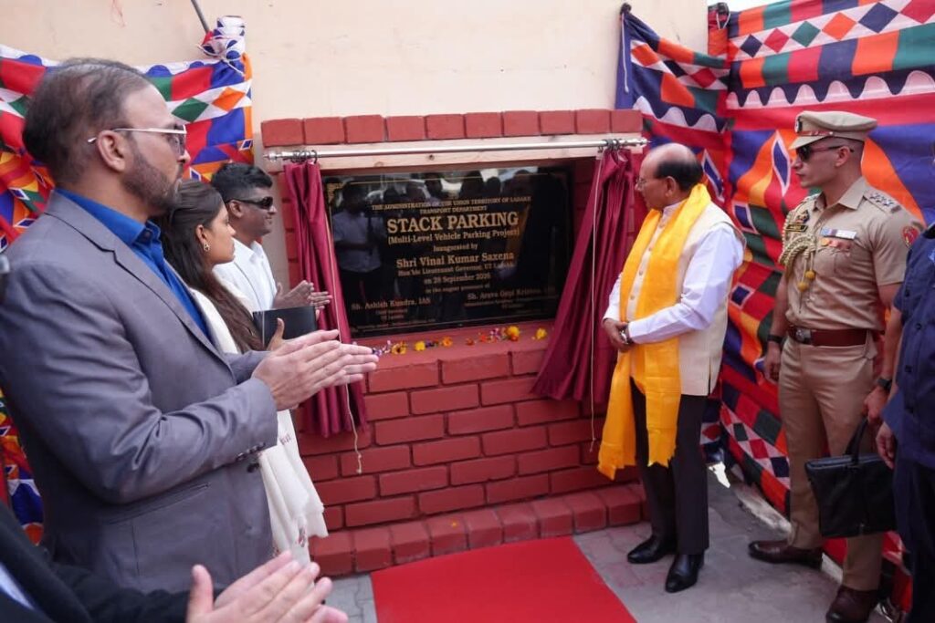 LG Vinai Kumar Saxena inaugurates Ladakh’s first 3-tier multi-level parking facility in Leh